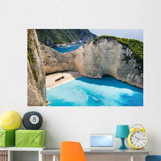 Idyllic view of beautiful Navagio Beach on Zakynthos Island Wall Decal