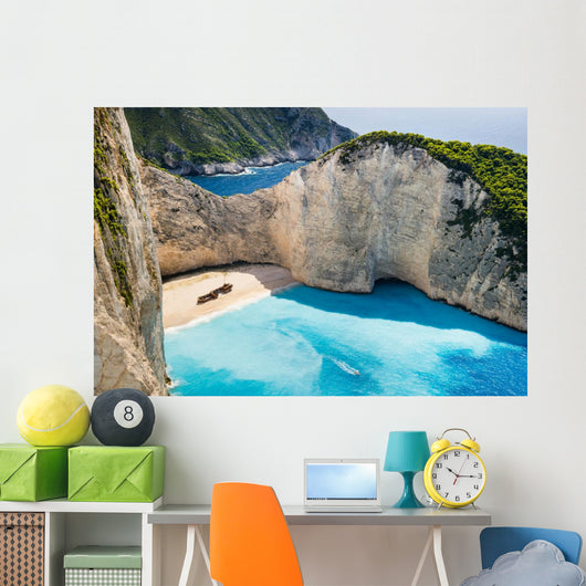 Idyllic view of beautiful Navagio Beach on Zakynthos Island Wall Decal