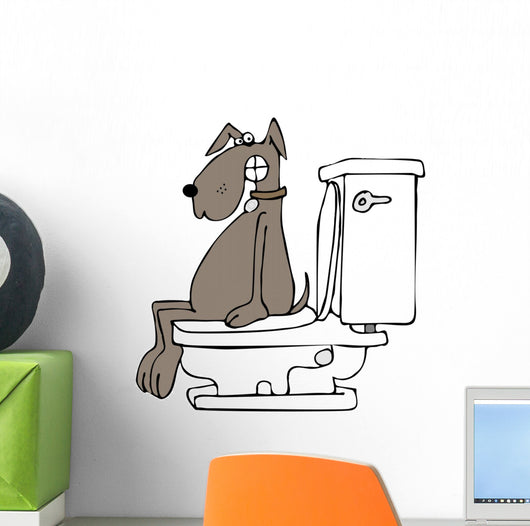 Dog on a toilet Wall Decal