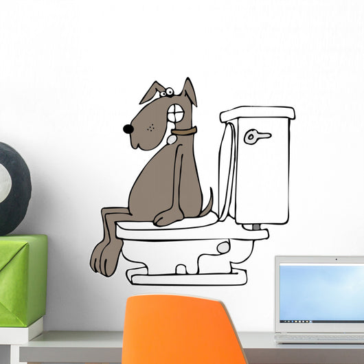 Dog on a toilet Wall Decal