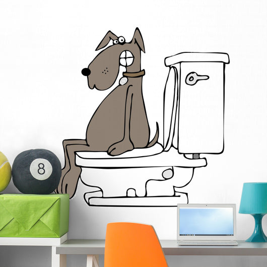 Dog on a toilet Wall Decal