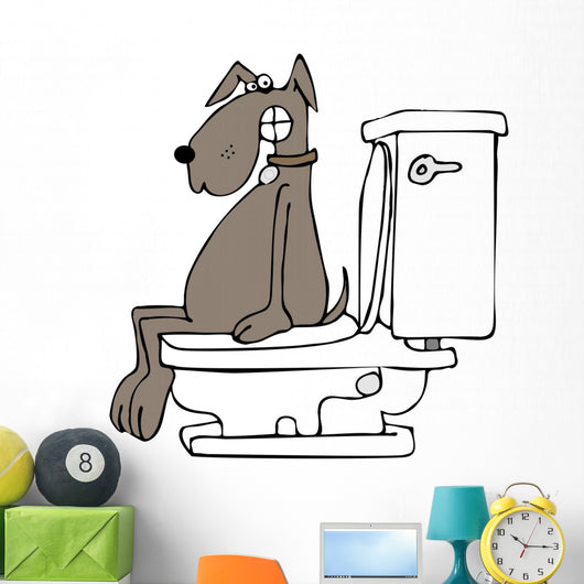 Dog on a toilet Wall Decal