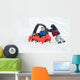 Young Boy Gives a Push to his Brother's Car Stuck in the Snow Wall Decal