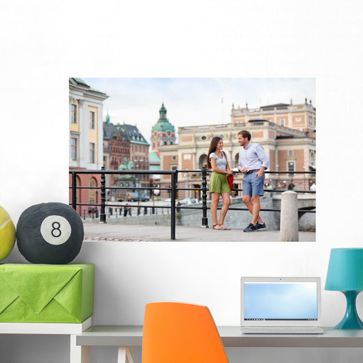 Urban people lifestyle - young couple in Stockholm Wall Decal