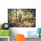 Mother Hiking with Baby in a Forest - Retro Filtered Wall Decal