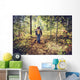 Mother Hiking with Baby in a Forest - Retro Filtered Wall Decal