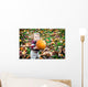 Wide Eyed Toddler Outside Holding a Big Pumpkin Wall Decal