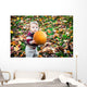 Wide Eyed Toddler Outside Holding a Big Pumpkin Wall Decal