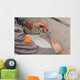Plumber hands fixing water  tap with spanner, faucet and tool Wall Decal