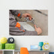 Plumber hands fixing water  tap with spanner, faucet and tool Wall Decal