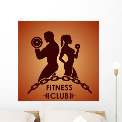 Fitness Logo Wall Decal shown on a wall