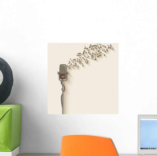 background with retro microphone Wall Decal