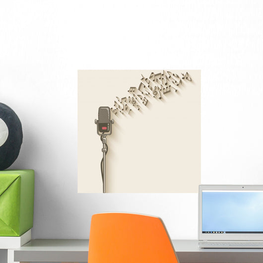 background with retro microphone Wall Decal