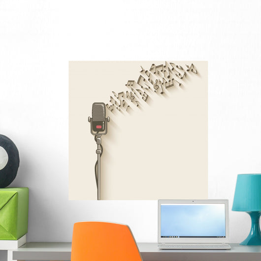 background with retro microphone Wall Decal