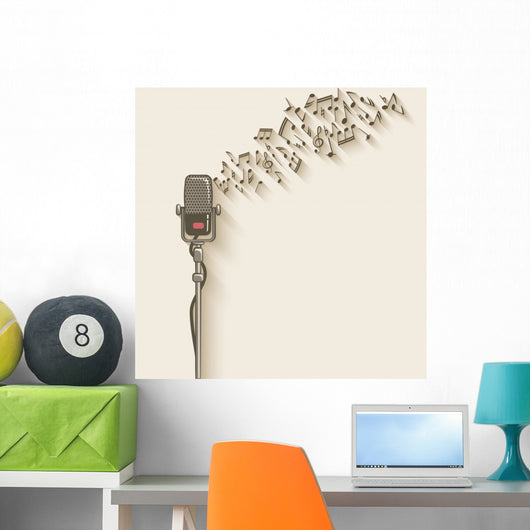 background with retro microphone Wall Decal