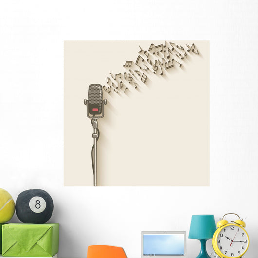 background with retro microphone Wall Decal