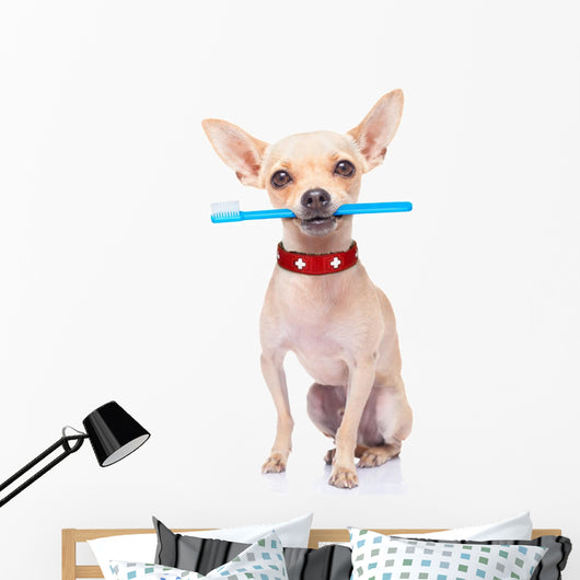 Toothbrush Dog Wall Decal