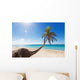 Palm tree on caribbean beach Wall Decal