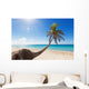 Palm tree on caribbean beach Wall Decal