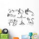 Abstract music staves with notes Wall Decal