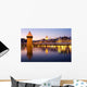 Chapel bridge at night in Lucerne, Switzerland Wall Decal