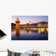 Chapel bridge at night in Lucerne, Switzerland Wall Decal