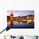 Chapel bridge at night in Lucerne, Switzerland Wall Decal