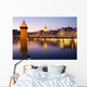 Chapel bridge at night in Lucerne, Switzerland Wall Decal