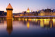 Chapel bridge at night in Lucerne, Switzerland Wall Decal