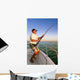Angler fisherman fighting big fish on the ocean from the boat Wall Decal