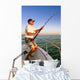 Angler fisherman fighting big fish on the ocean from the boat Wall Decal