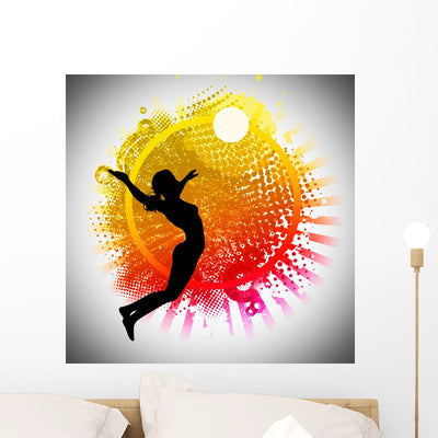 Volleyball Background Wall Decal shown on a wall