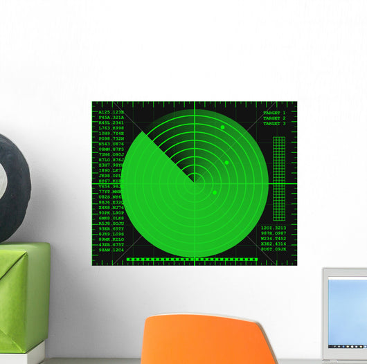 green radar screen on a black background Wall Decal