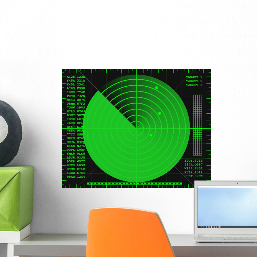 Green Radar Screen On A Black Background Wall Decal - WallMonkeys.com ...