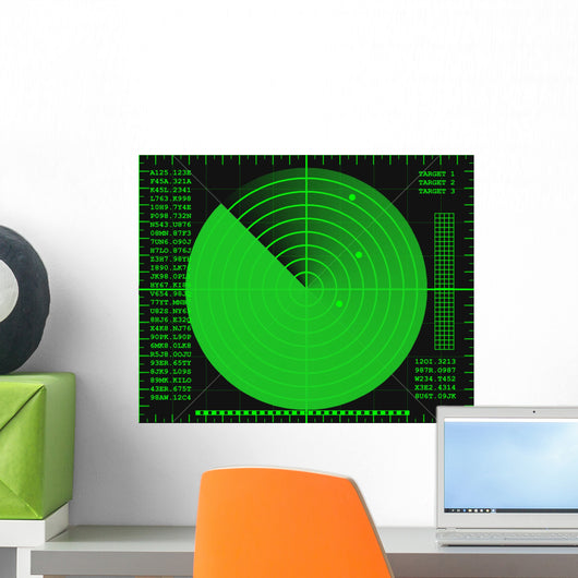 green radar screen on a black background Wall Decal