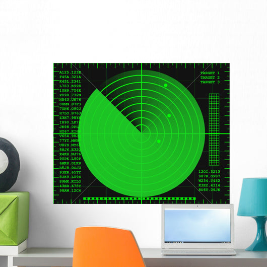 green radar screen on a black background Wall Decal