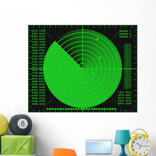 green radar screen on a black background Wall Decal