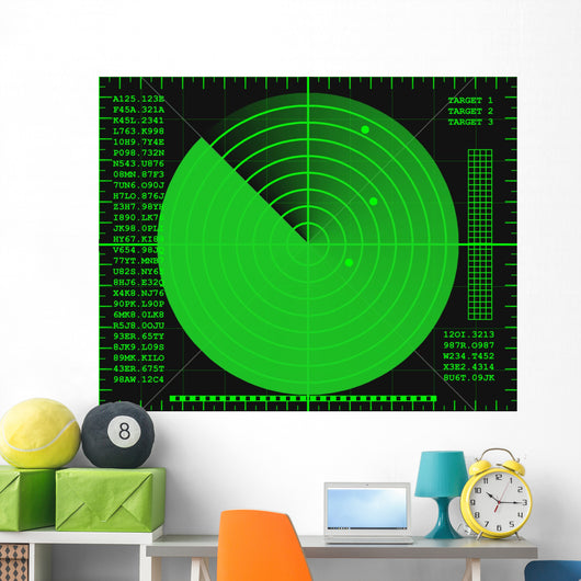 green radar screen on a black background Wall Decal