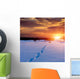 Patway on snow to sunset Wall Decal