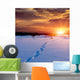 Patway on snow to sunset Wall Decal