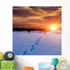 Patway on snow to sunset Wall Decal