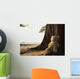 teddy bear sitting against a tree Wall Decal