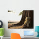 teddy bear sitting against a tree Wall Decal