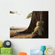 teddy bear sitting against a tree Wall Decal