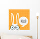Greeting card with funny bunny. Easter Bunny Ears. Wall Decal