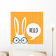 Greeting card with funny bunny. Easter Bunny Ears. Wall Decal