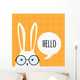 Greeting card with funny bunny. Easter Bunny Ears. Wall Decal
