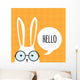 Greeting card with funny bunny. Easter Bunny Ears. Wall Decal