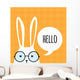 Greeting card with funny bunny. Easter Bunny Ears. Wall Decal