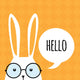 Greeting card with funny bunny. Easter Bunny Ears. Wall Decal